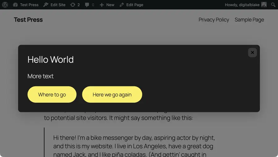 Exit intent popup dark mode on the front-end